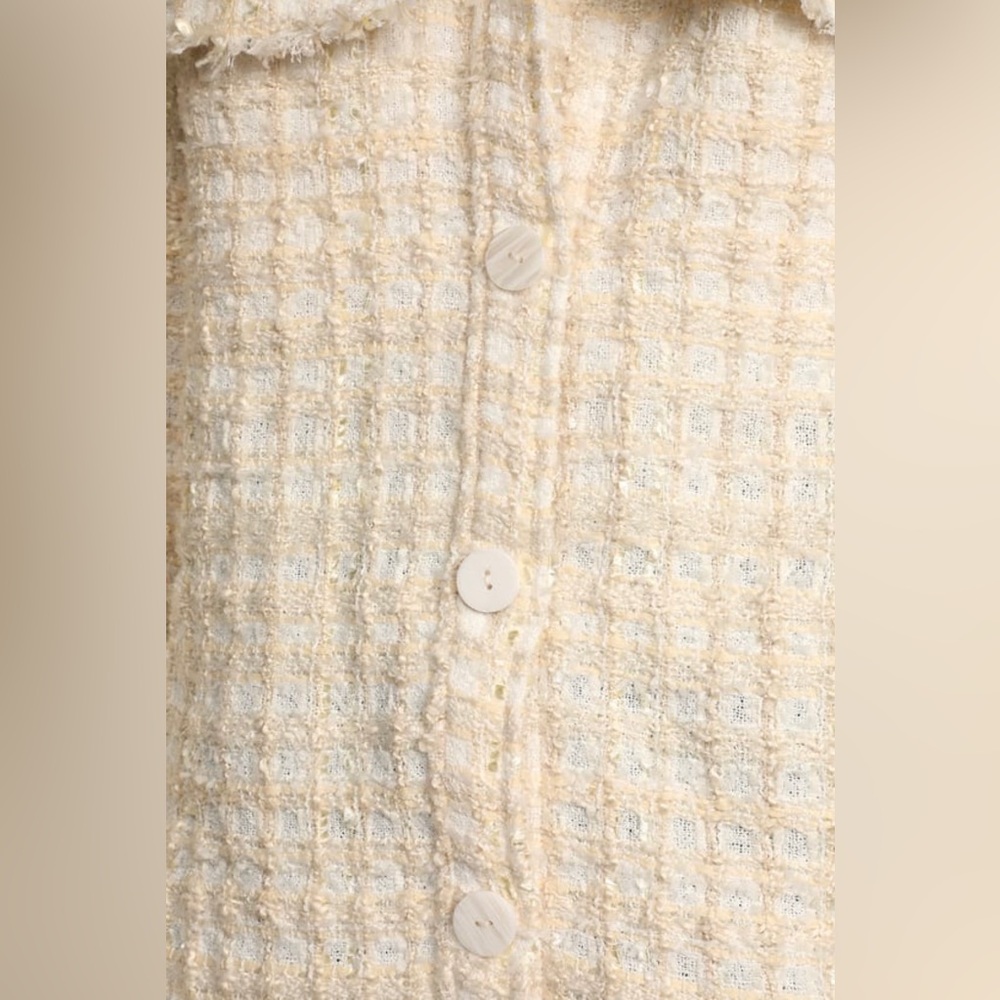 Take Notes Ivory Plaid Tweed Shacket - Picture 4 of 6
